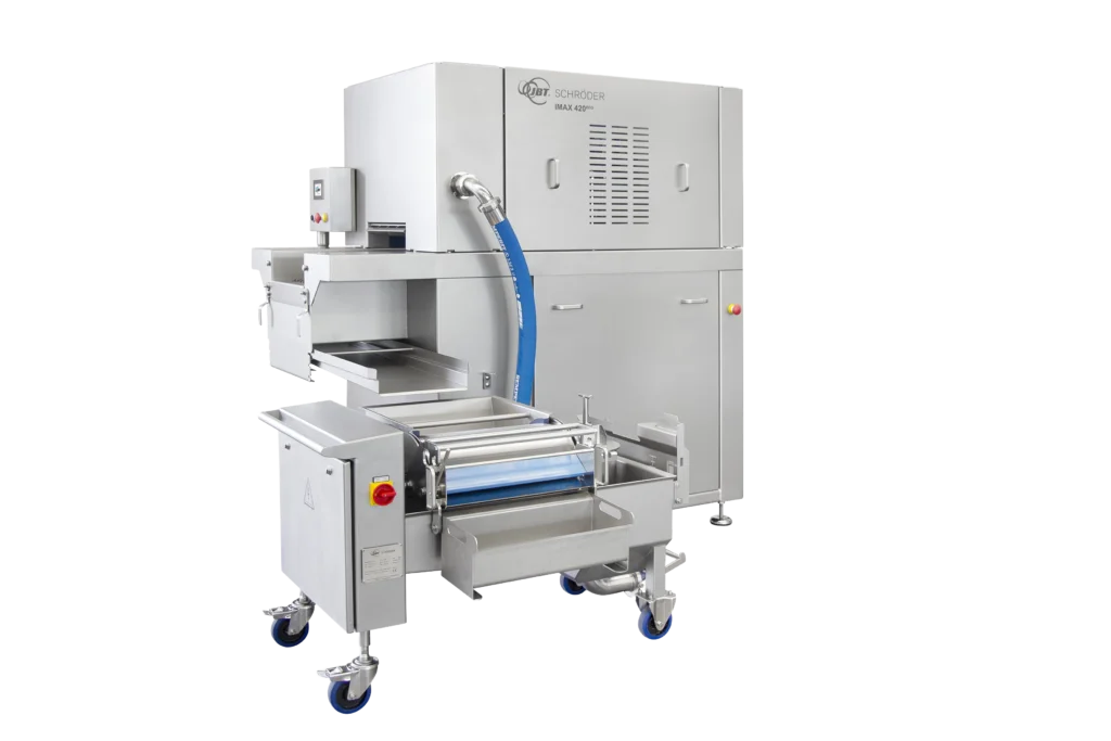 Schröder IMAX 420 ECO pekelinjector voor het gelijkmatig injecteren van pekel of marinade in vleesproducten.